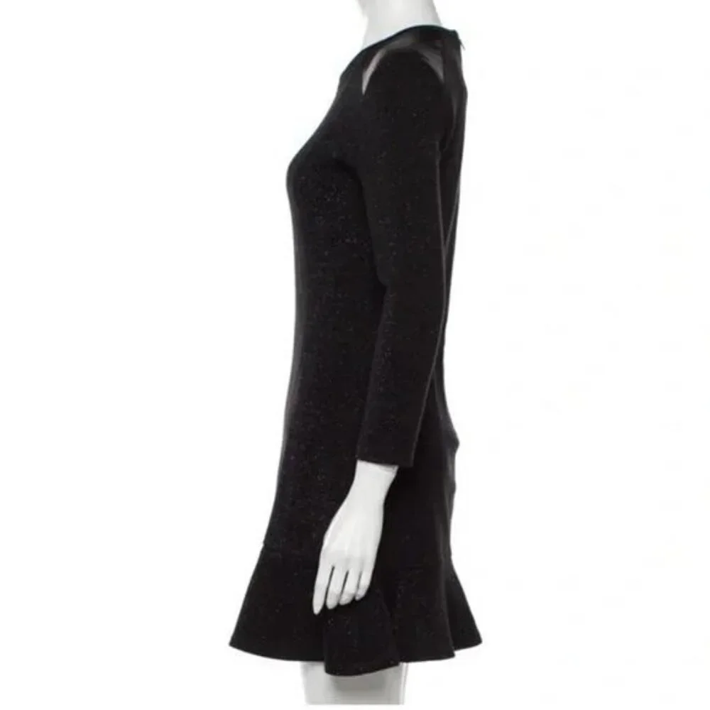 SANDRO Wool Blend Metallic Faux Leather Dress Size 6 - Picture 4 of 11